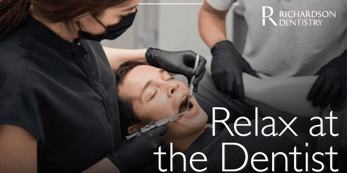 Relax at the Dentist relaxed patient receiving dental procedure